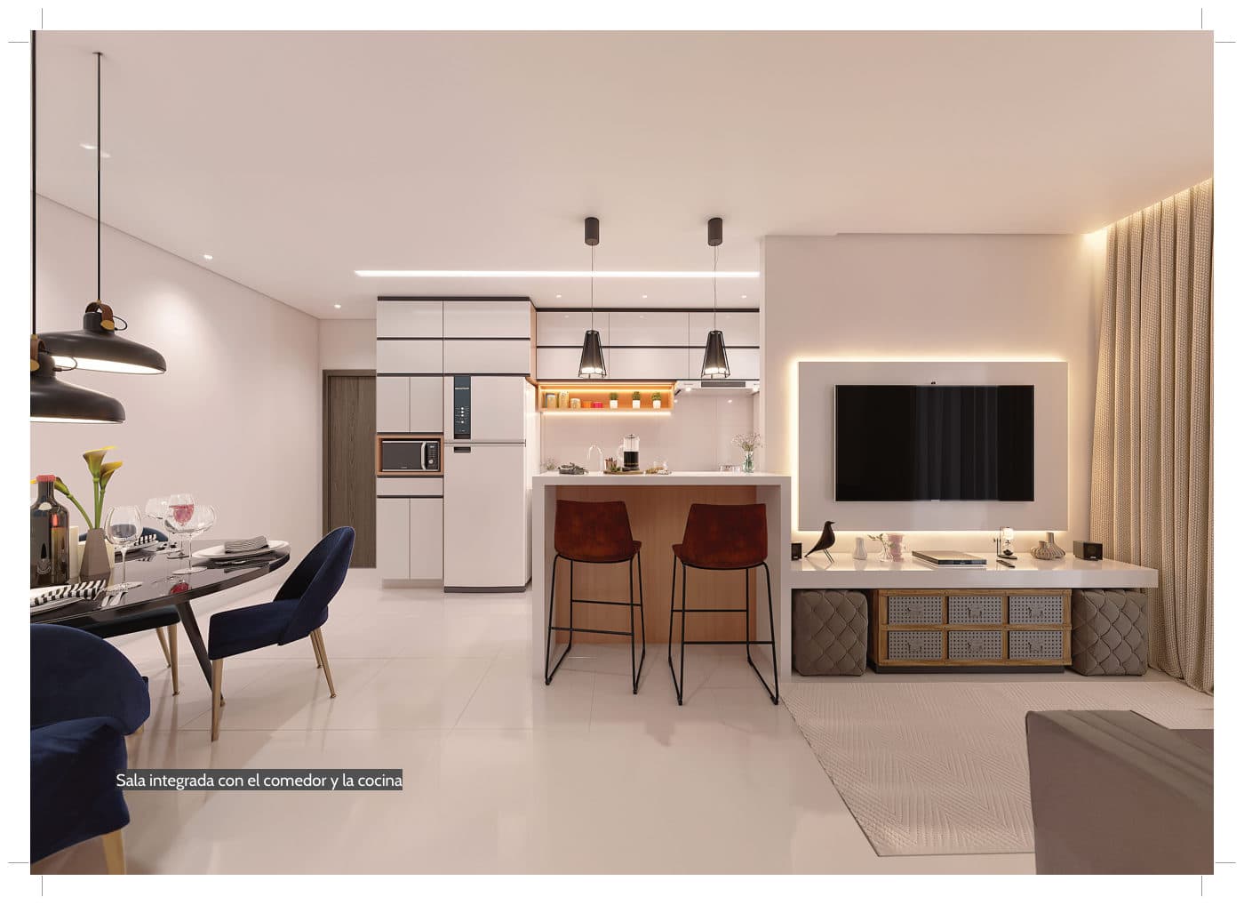 Sala integrada com cozinha (imagem ilustrativa)