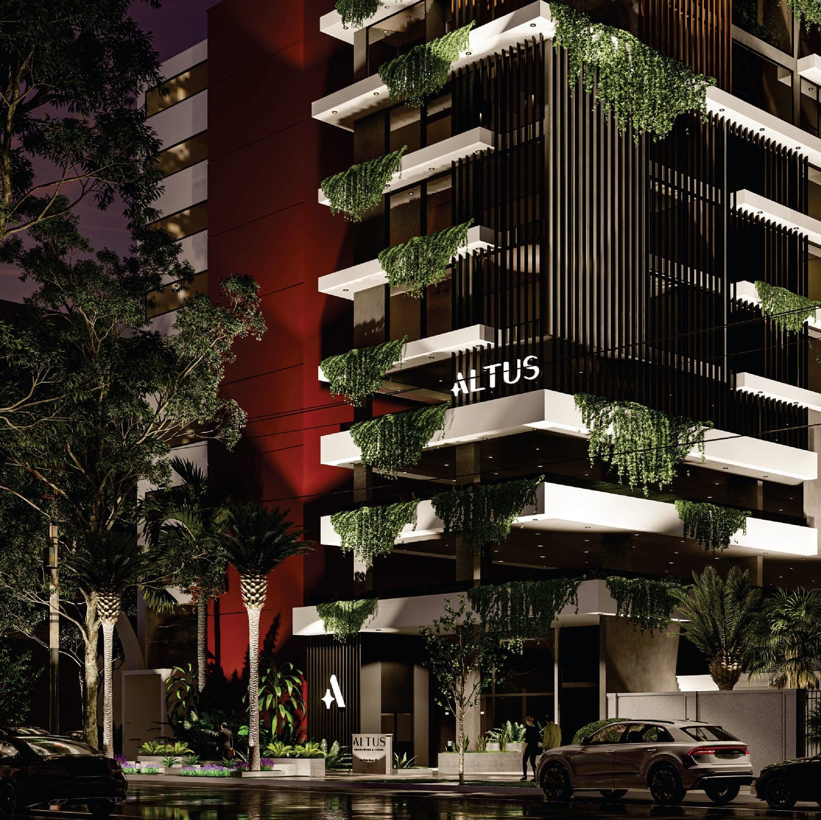 Fachada com jardins verticais