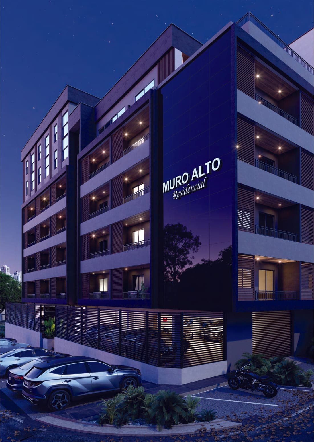 Muro Alto Residencial à noite