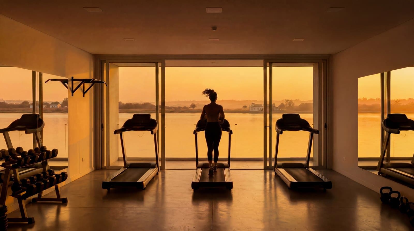 Academia com vista para o lago