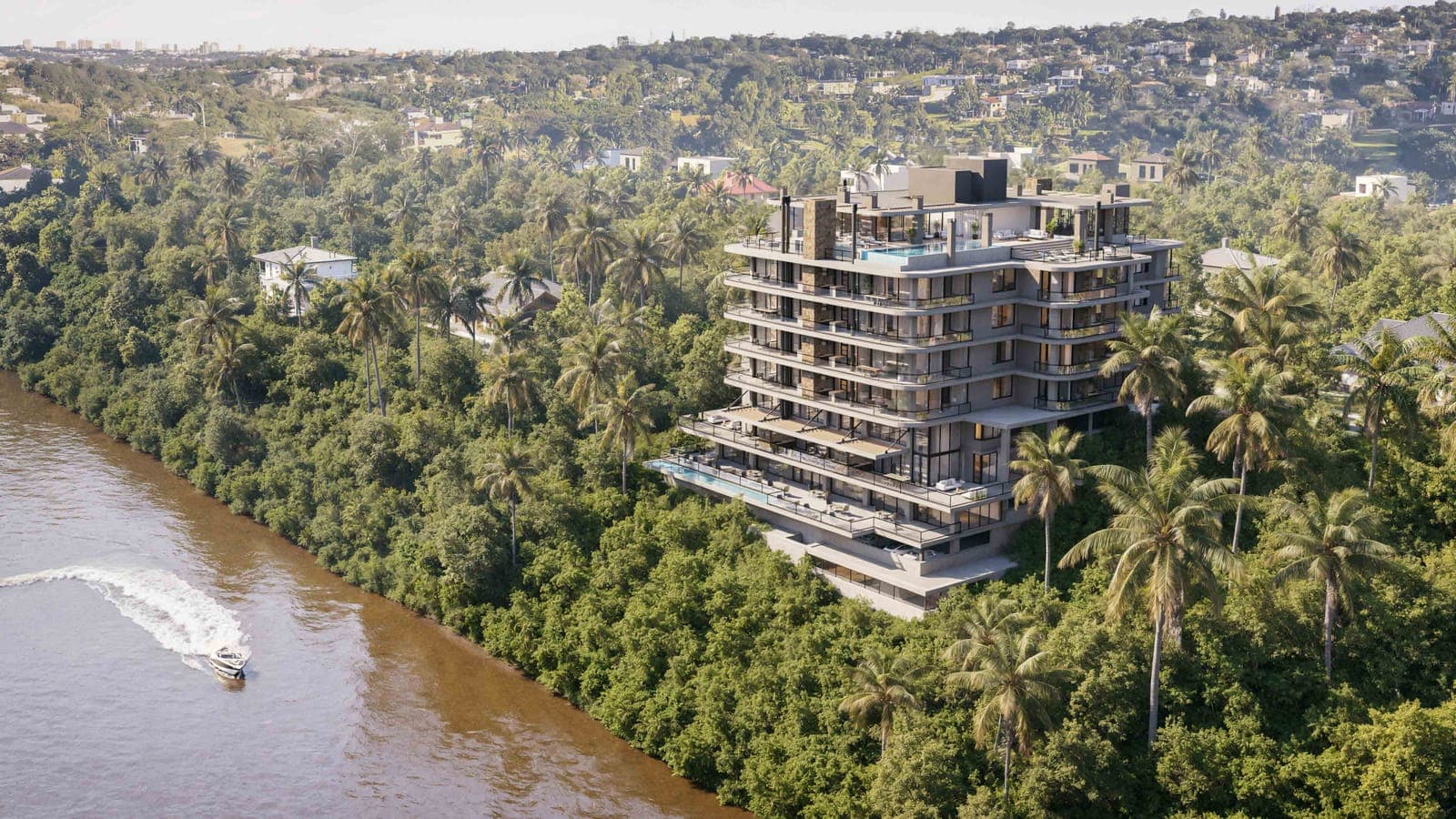 Riviere, no Paraná Country Club, visto de cima com o rio Paraná